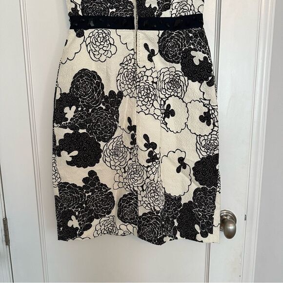 Peter Som Career Dress / Cocktail Dress in black and white print w/ beaded belt - Picture 14 of 15